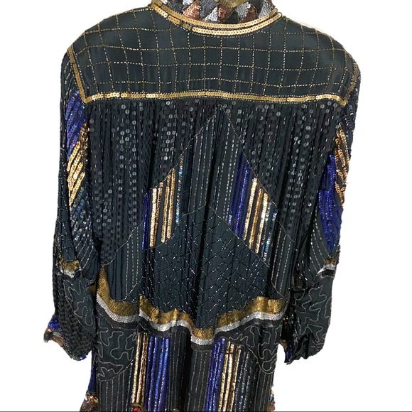Art Deco Sequin Caftan Kimono Coat - Picture 8 of 16